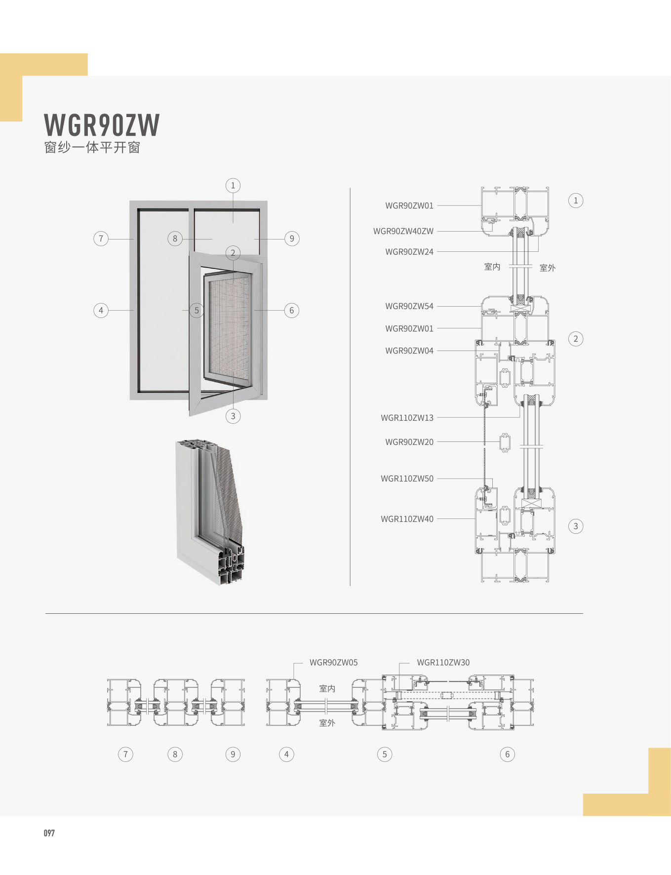 WGR90/140窗纱一体平开窗